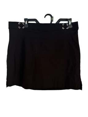 Rafaella Comfort Black Mini Skort with Silver Grommet Detail